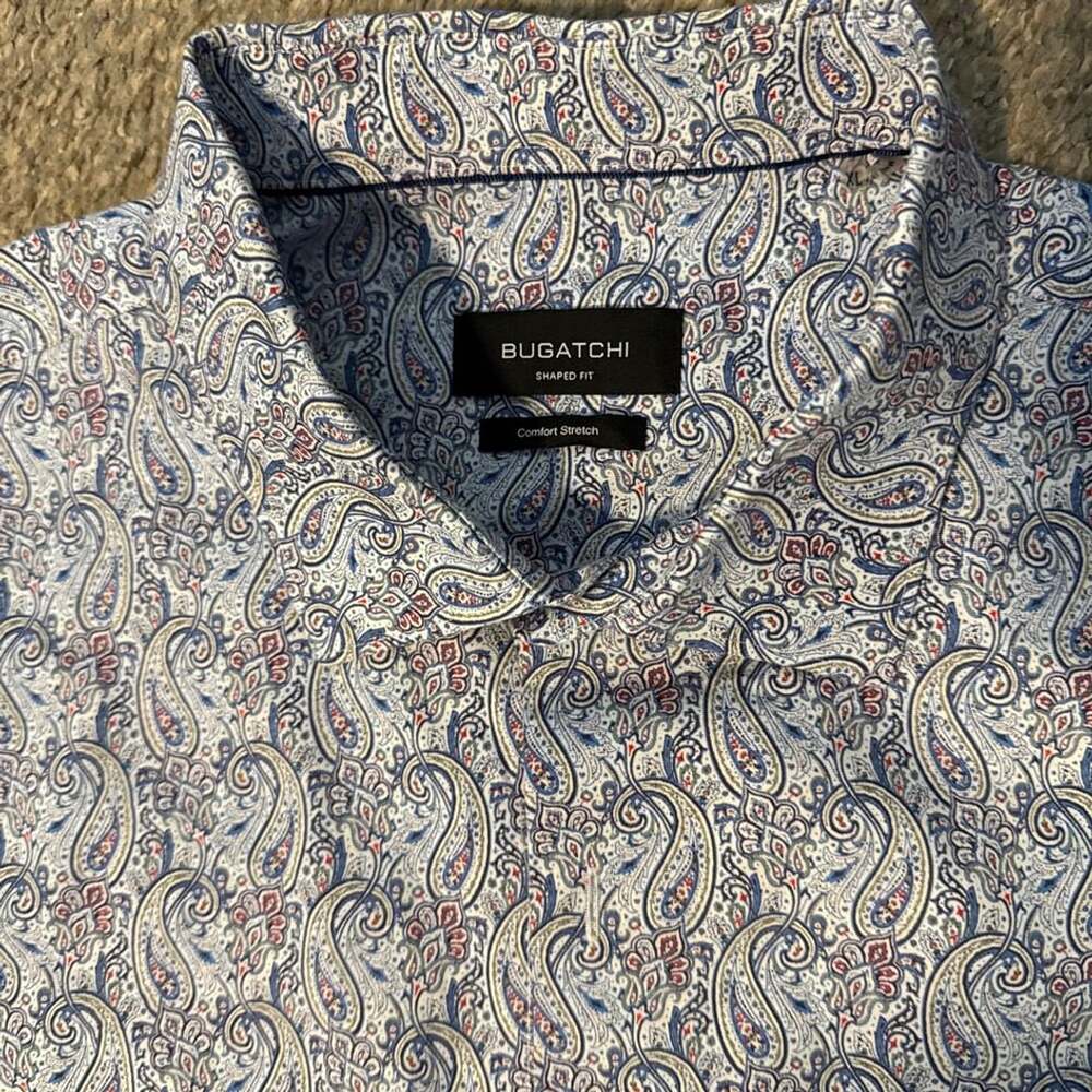 Bugatchi Shaped Fit Comfort Stretch Paisley Shirt XL
